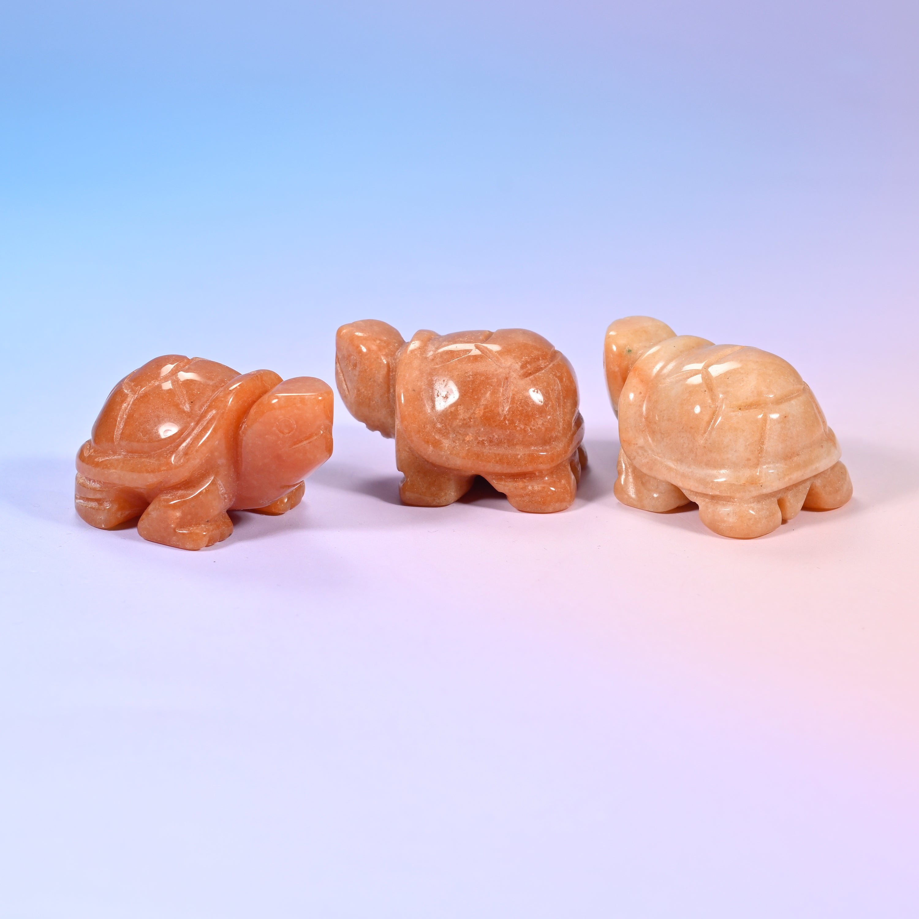 Turtle Crystal Figurine, hand-carved gemstone turtle polished to a high shine