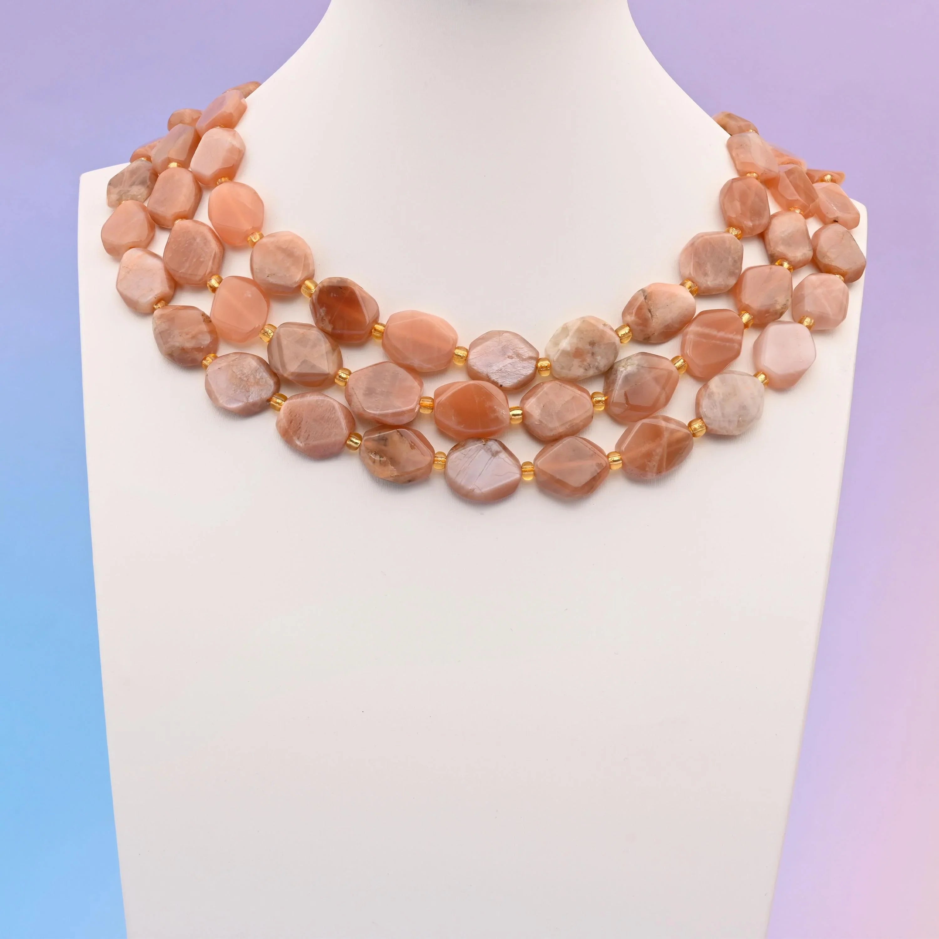 Sunstone beads, smooth rhombus shape, 12x14mm