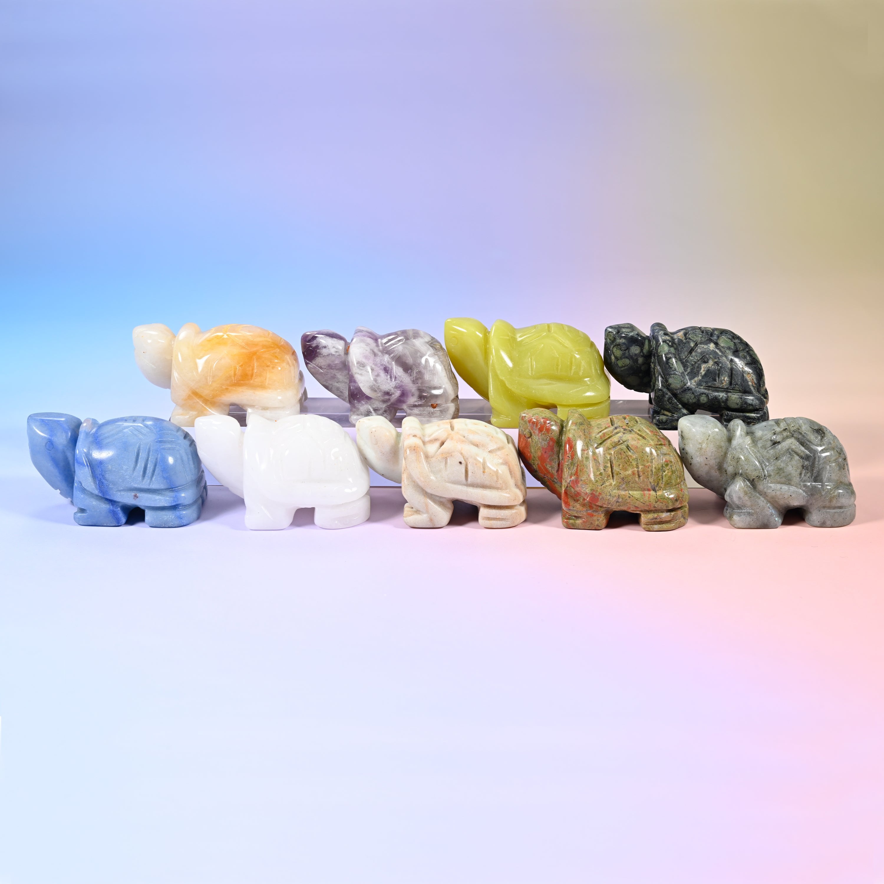 Hand-carved turtle figurine in natural gemstone