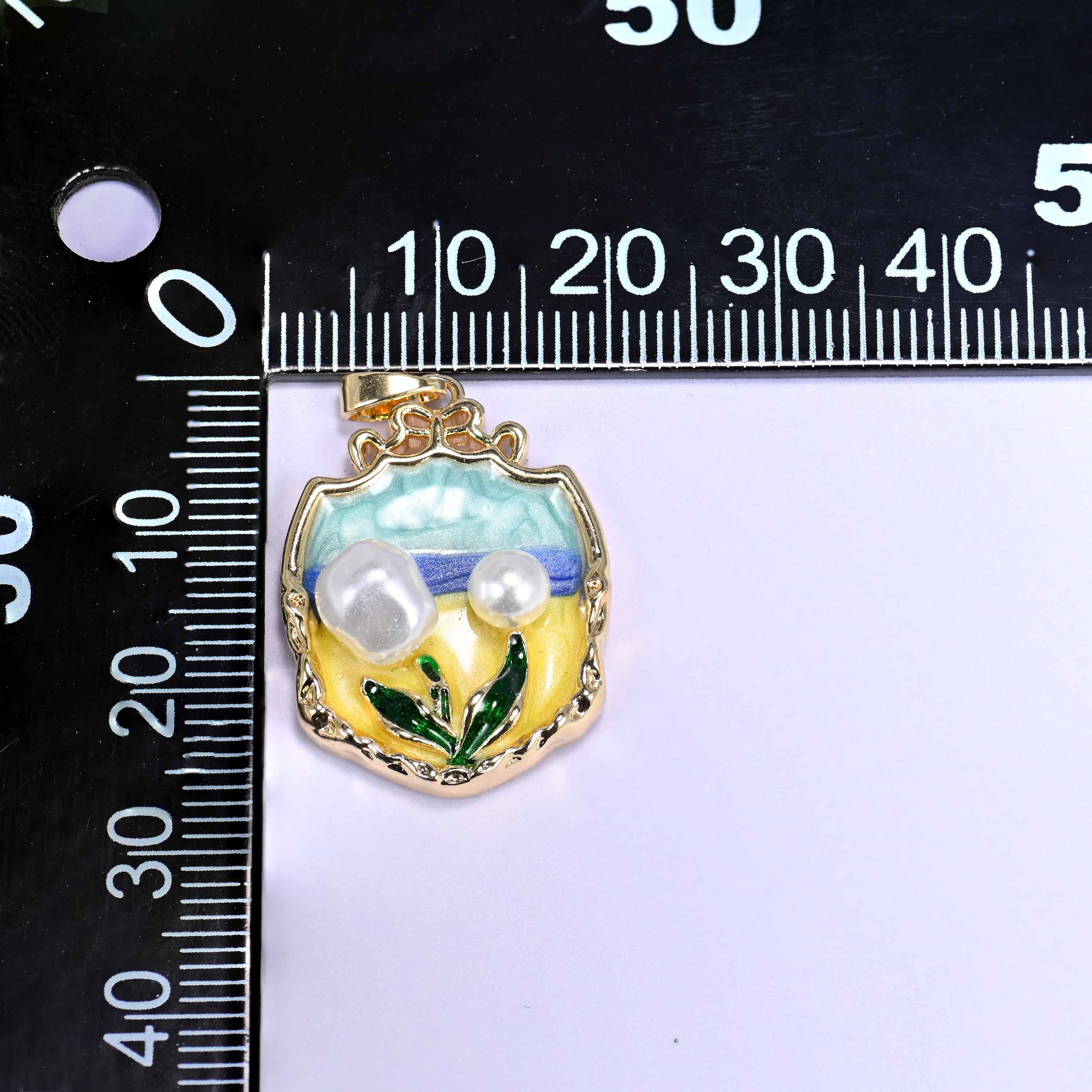 Enamel Ornate Shield Tulip Charms: 18K Gold Filled Pendants, Jewelry Making Supply
