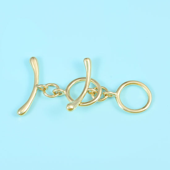 18K gold filled curve bar toggle clasp, 9.80x10.24mm ring, 18.00x2.58mm bar