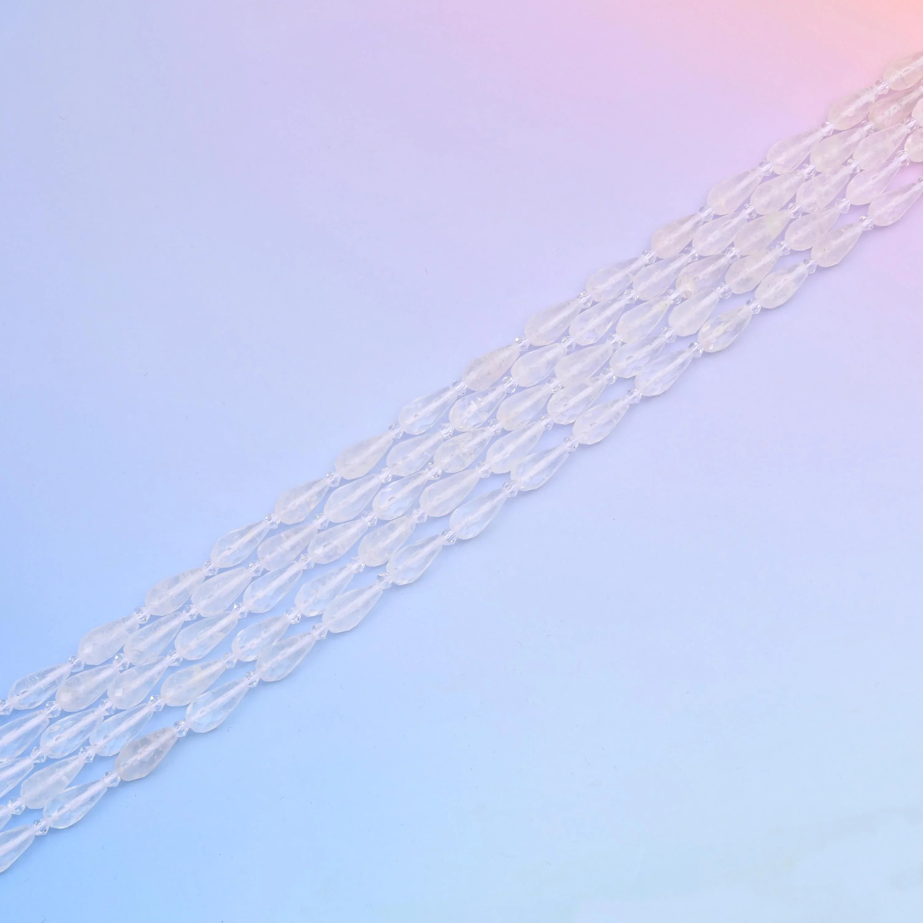 Faceted teardrop cut Clear Quartz beads for jewellery making