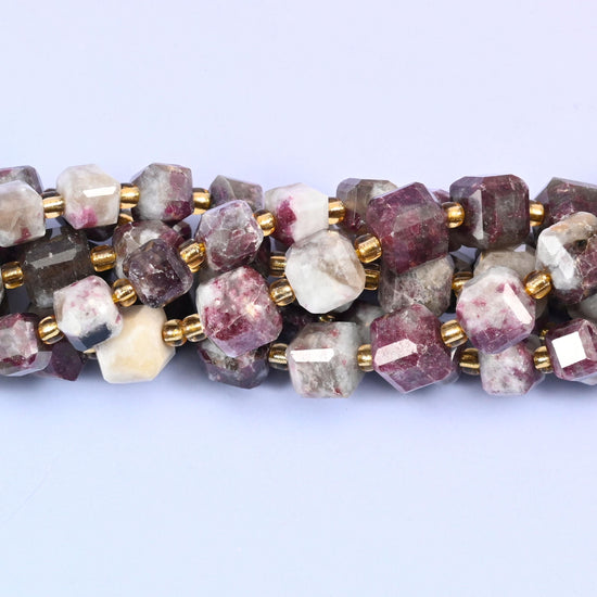Plum Tourmaline Faceted Cube Beads, sold per 15 inch strand