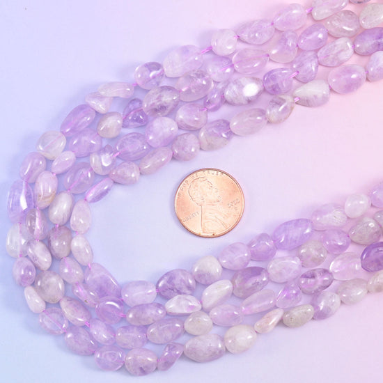 Lavender Jade Pebble Nugget Beads, 15.5 inch strand