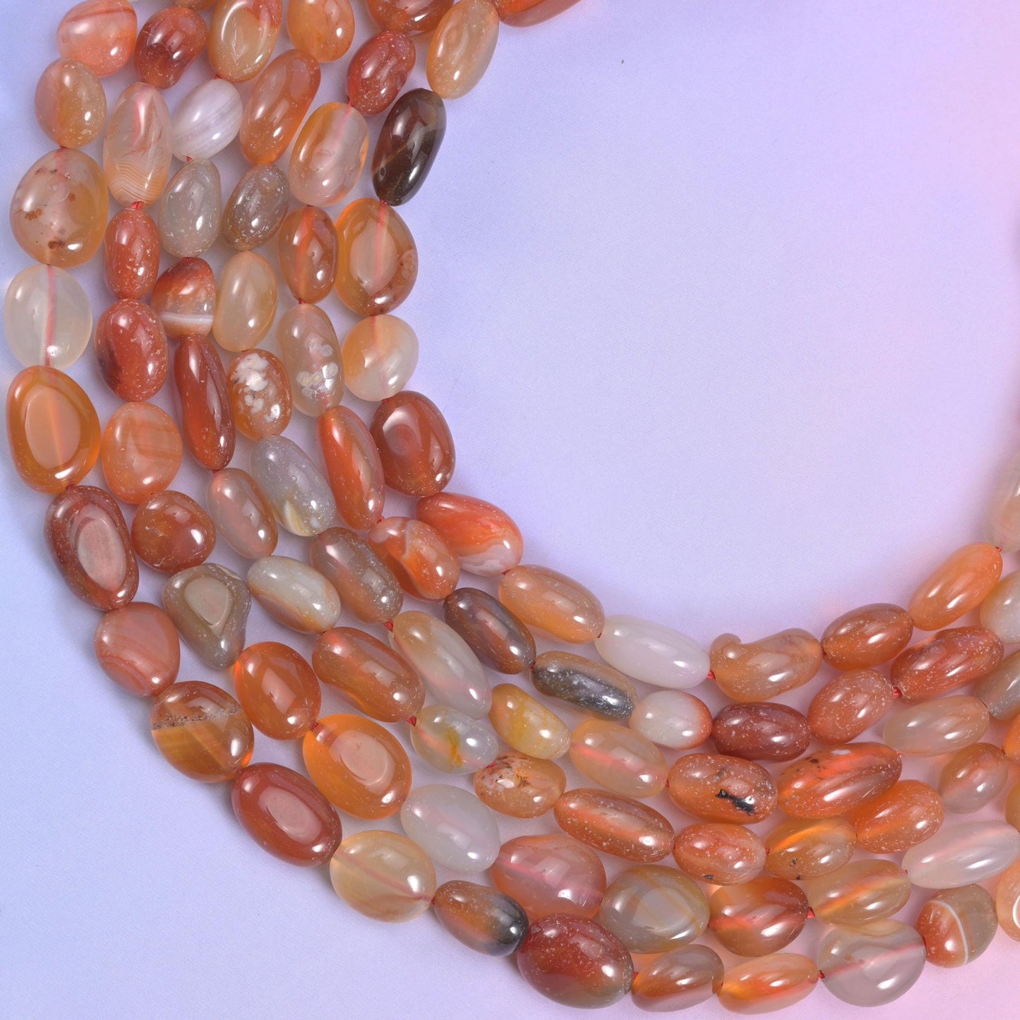 Red Botswana agate pebble nugget beads, 1.0mm drill hole