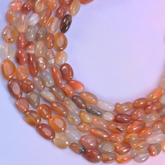 Red Botswana agate pebble nugget beads, 1.0mm drill hole