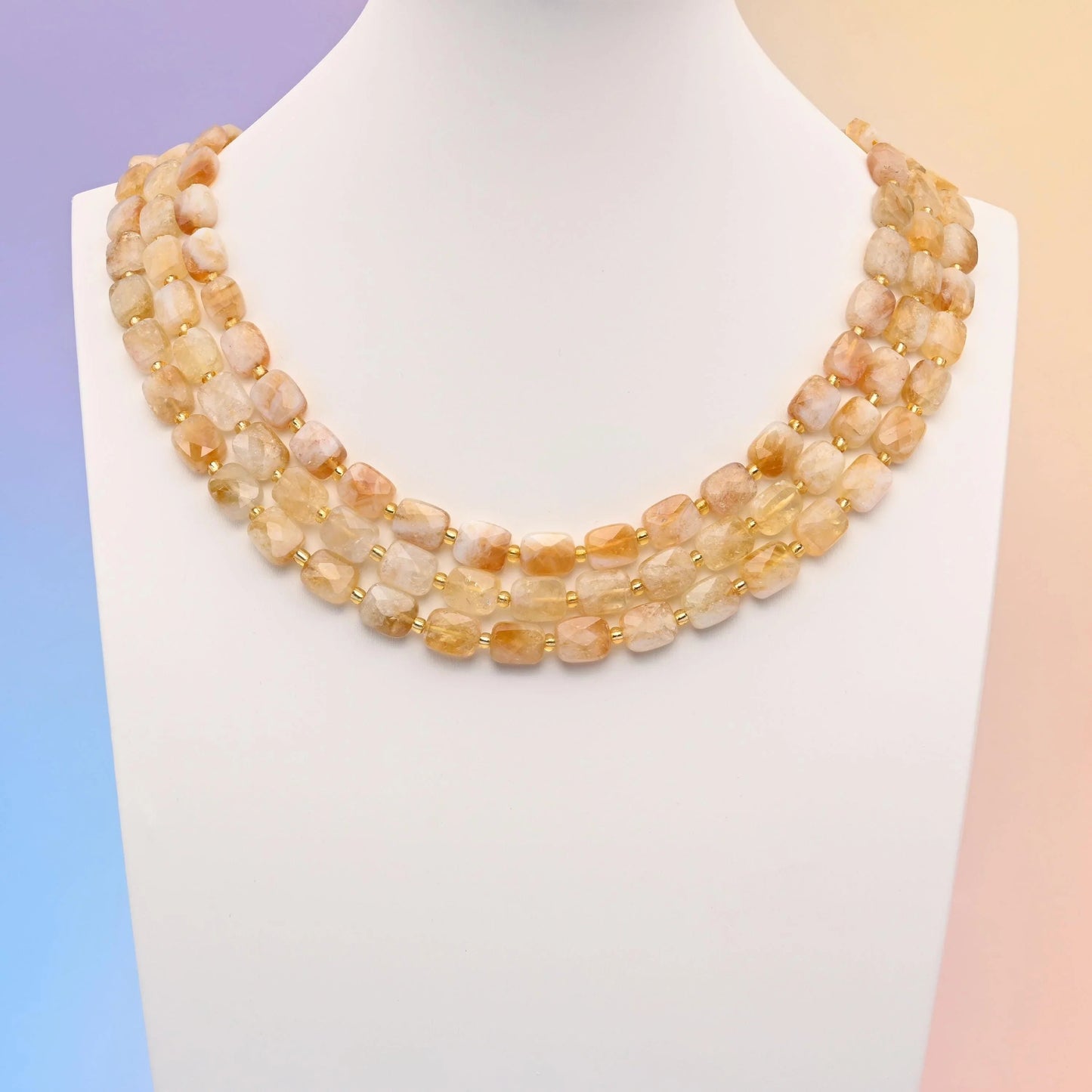 Citrine beads, faceted rectangular shape, 10x8mm