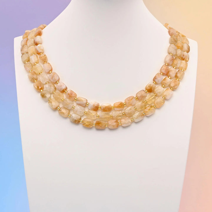 Citrine beads, faceted rectangular shape, 10x8mm