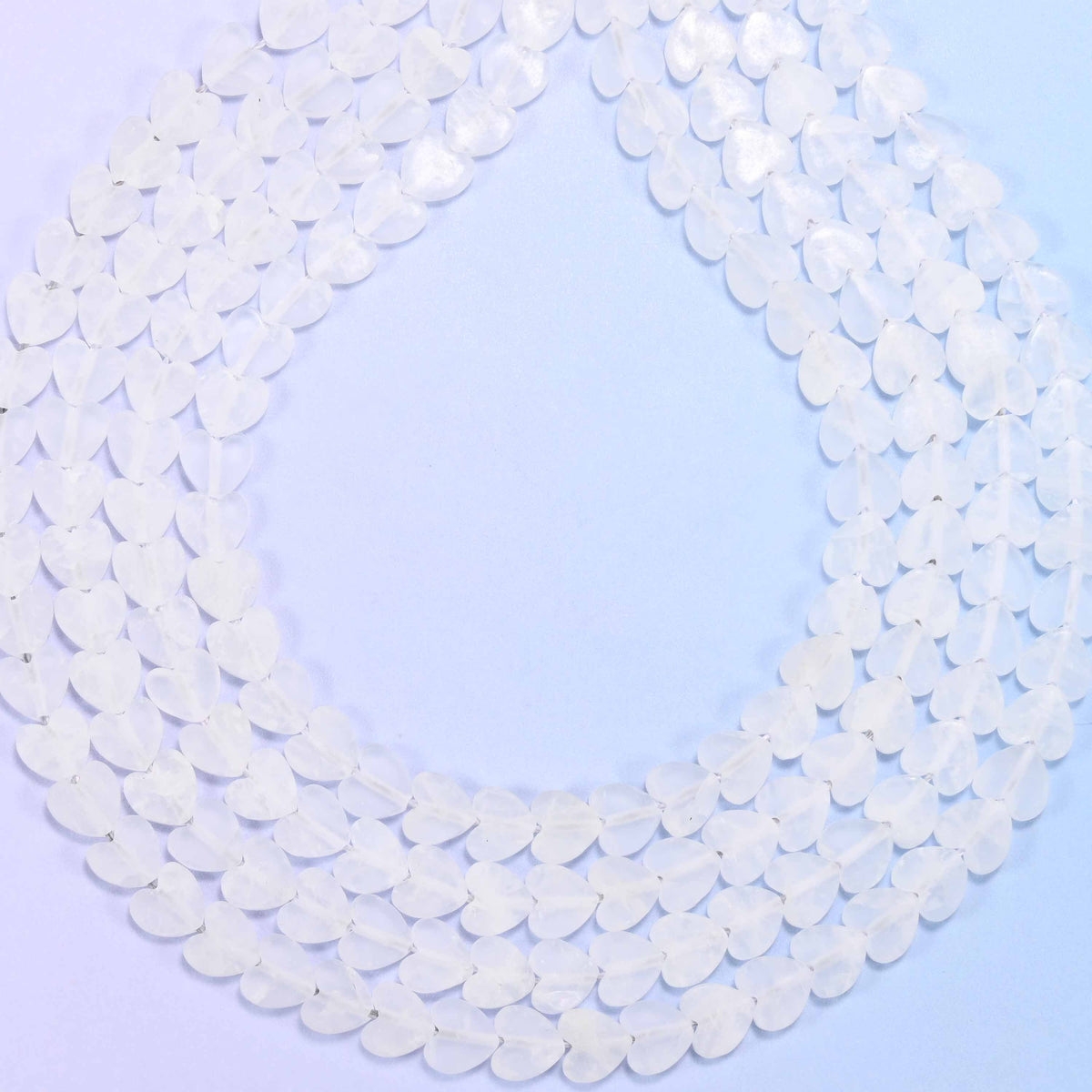 Matte clear quartz flat heart beads, hole 0.8mm