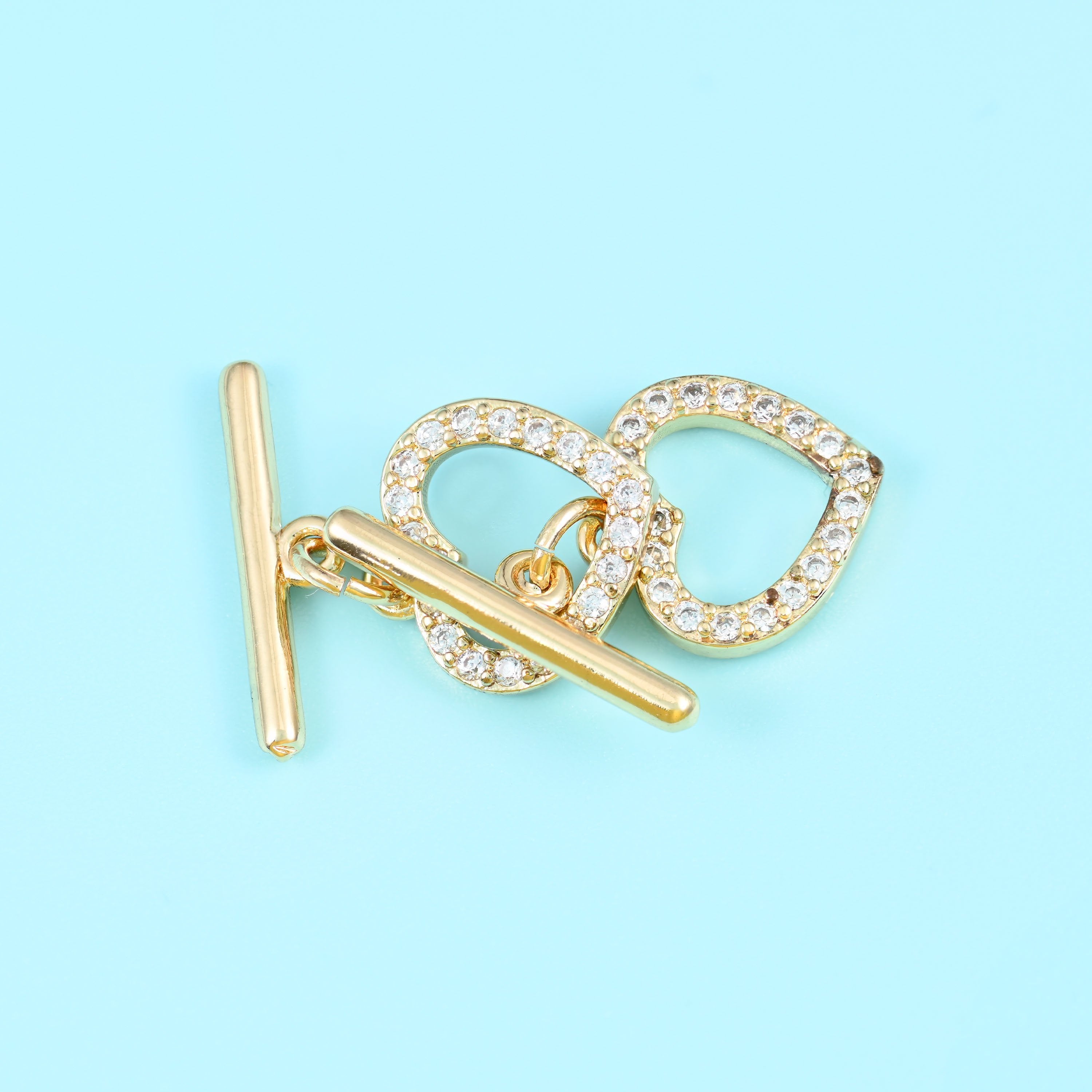 18K gold filled heart zircon toggle clasp, lead free and nickel free
