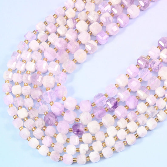 Purple Jade Faceted Cube Beads, 15 inch strand