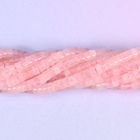 Rose Quartz Smooth Heishi Disc Beads: Jewelry Making Supply, 15.5 Inch Strand