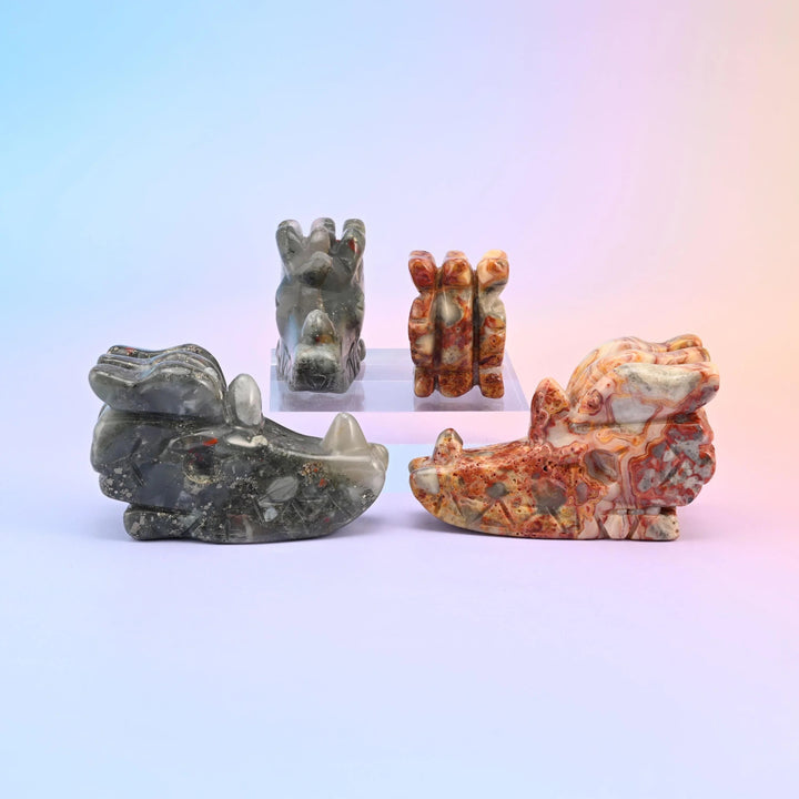Dragon Head Crystal Carving Figurines