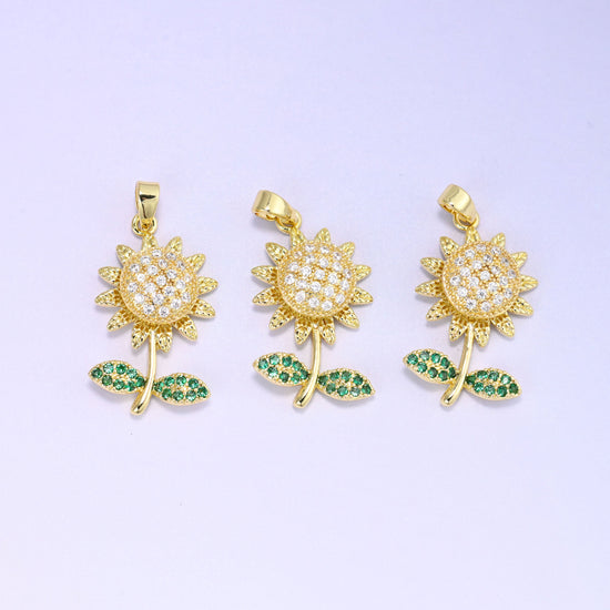 18K Gold Plated Sunflower Spinner Charm – Zircon Jewelry Making Supply