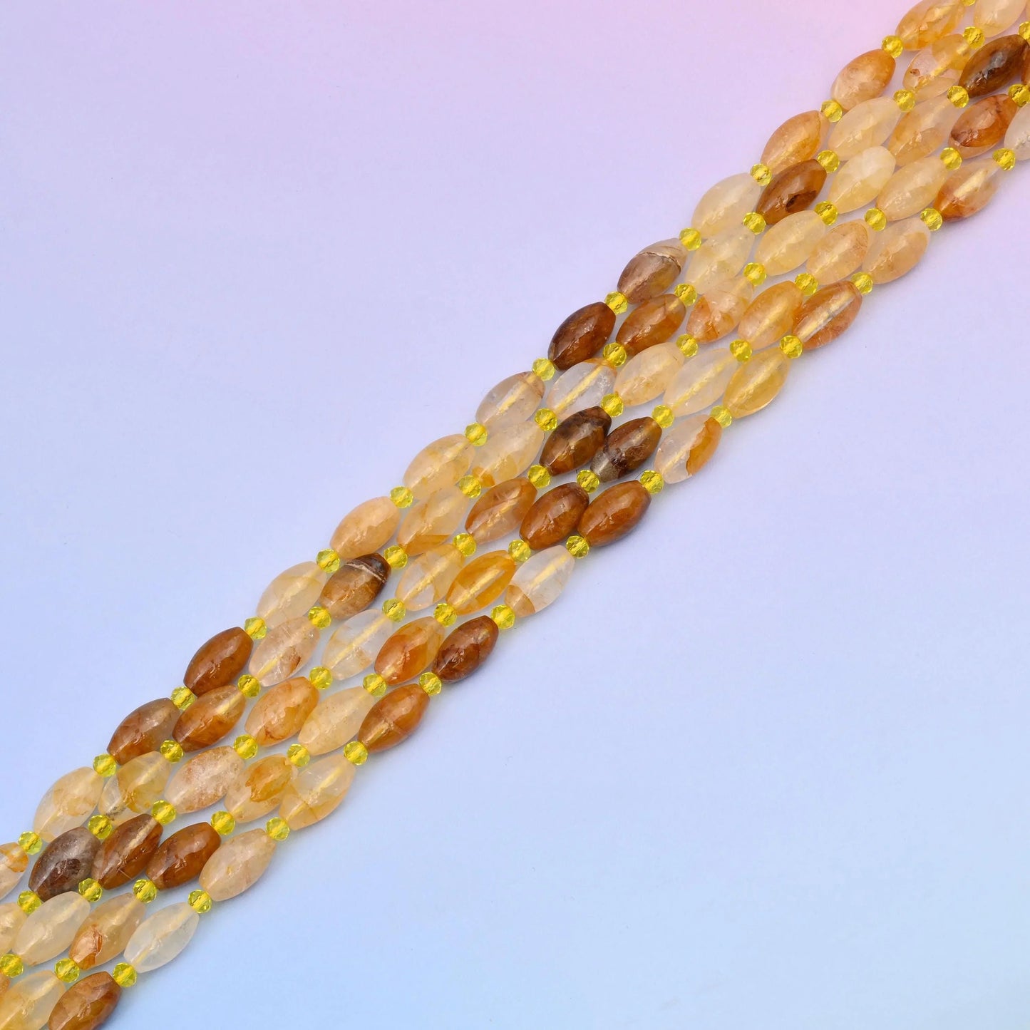 Golden healer quartz beads in pale lemon and honey tones