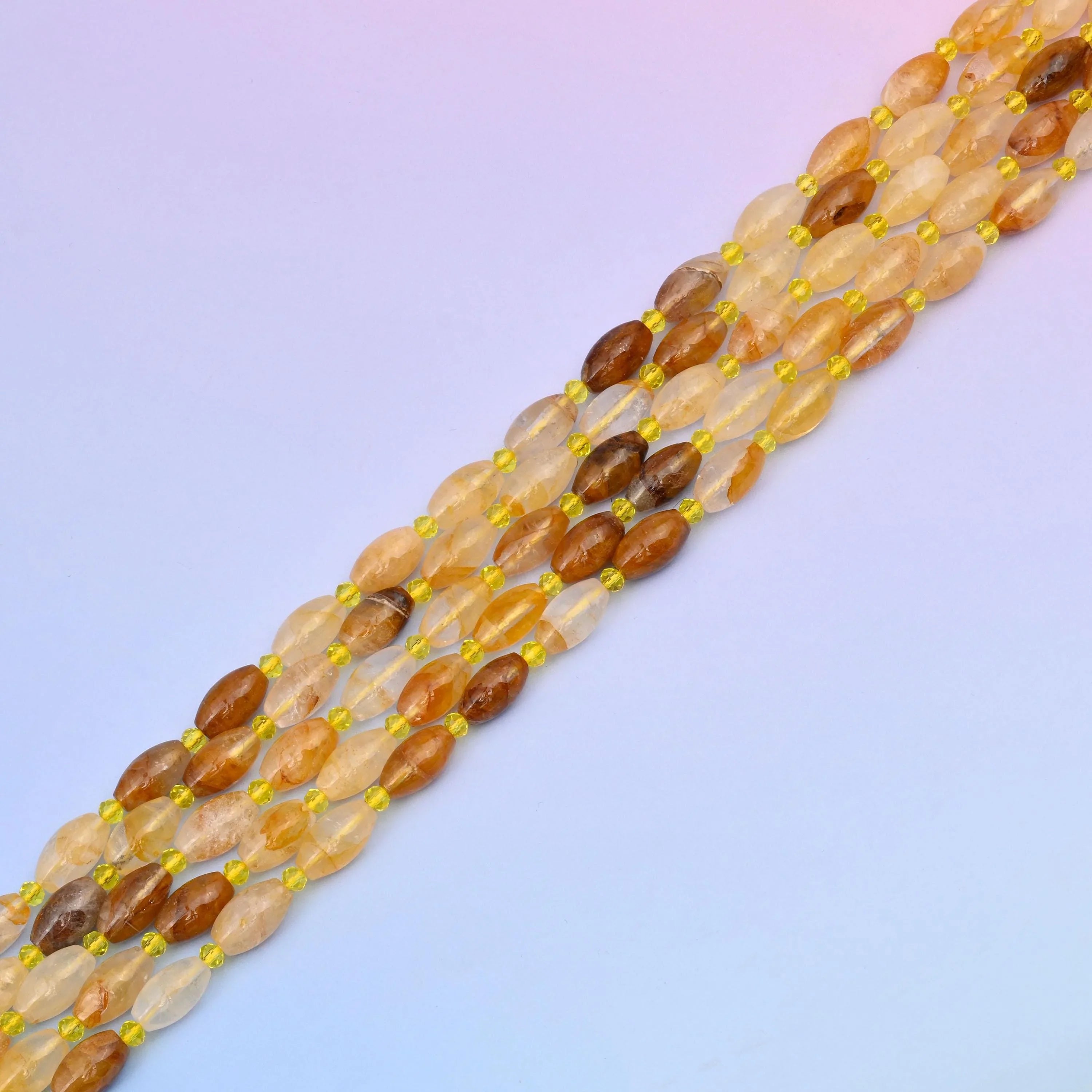 Golden healer quartz beads in pale lemon and honey tones