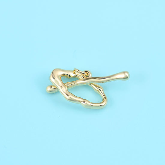 18K Gold Filled Freeform Toggle Lock Clasps for DIY Jewelry Making Supply