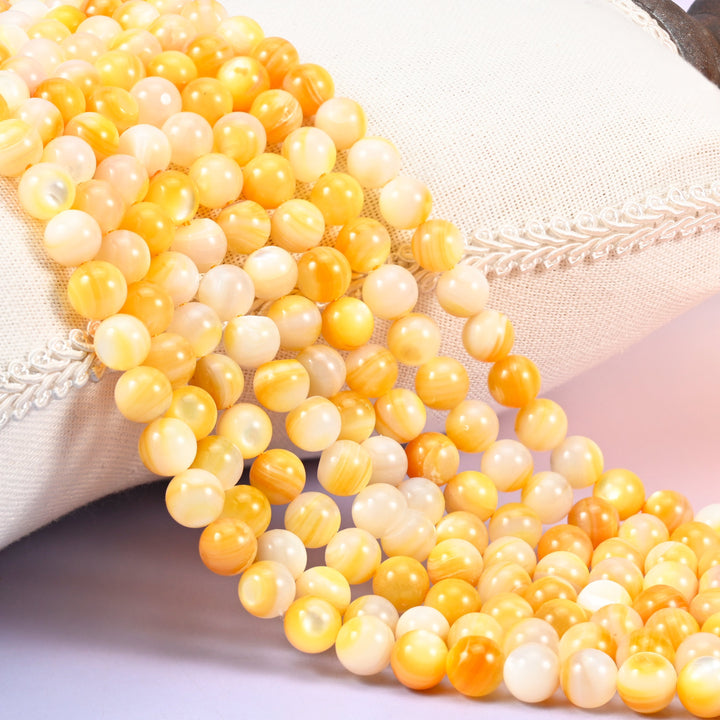 Yellow Pearl Shell Round Beads