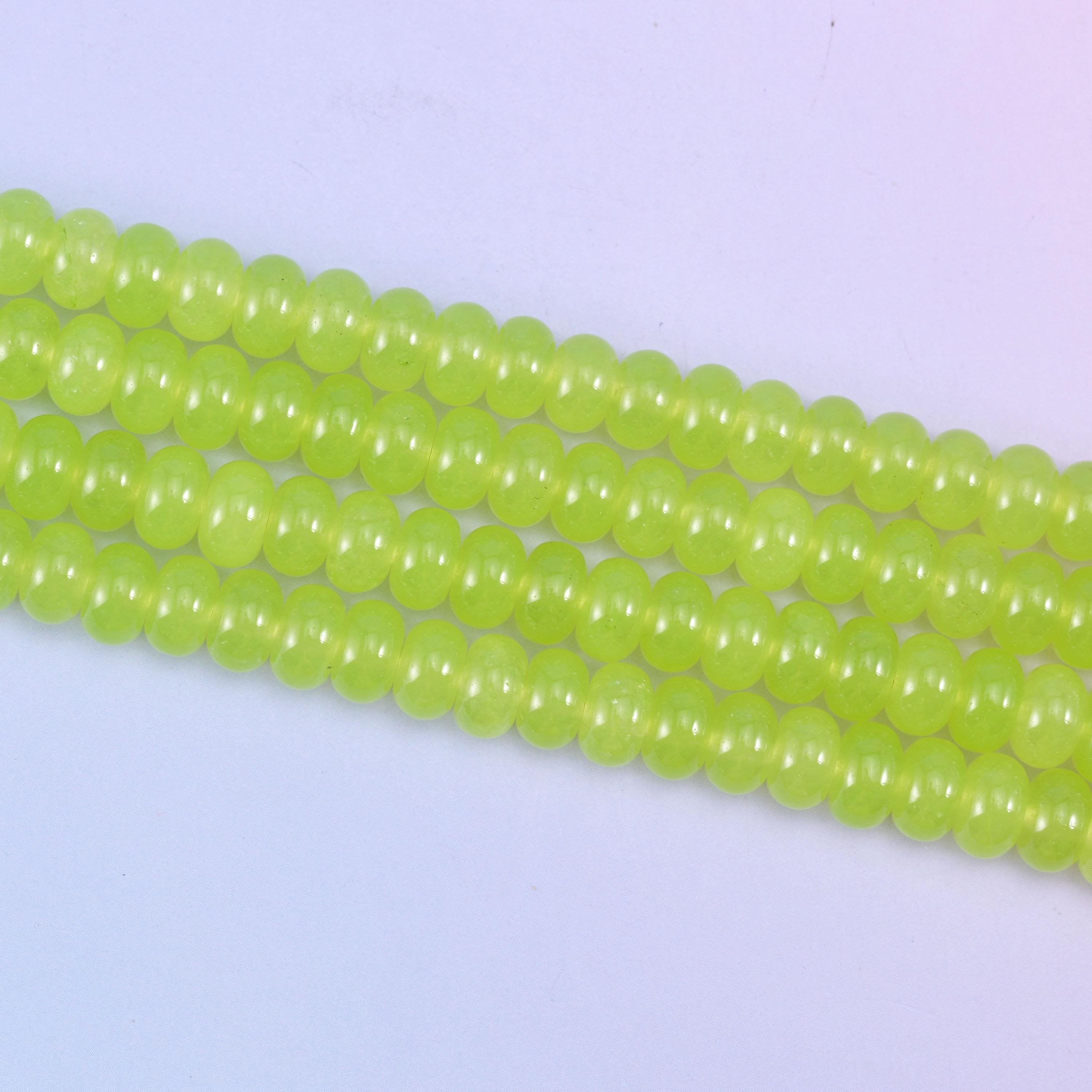 Lime Green Dyed Jade beads in a bright, juicy lime green tone