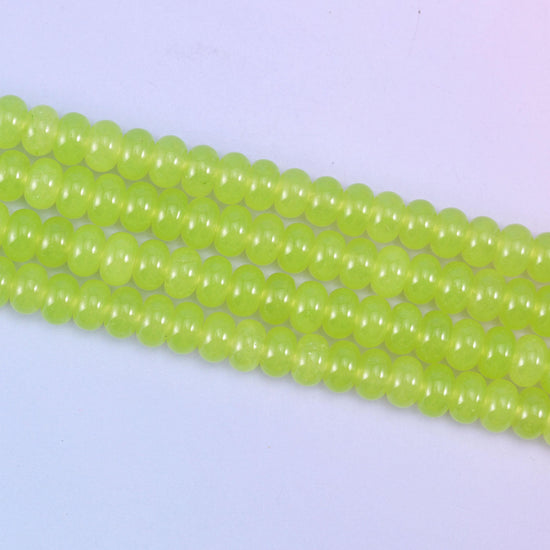 Lime Green Dyed Jade beads in a bright, juicy lime green tone