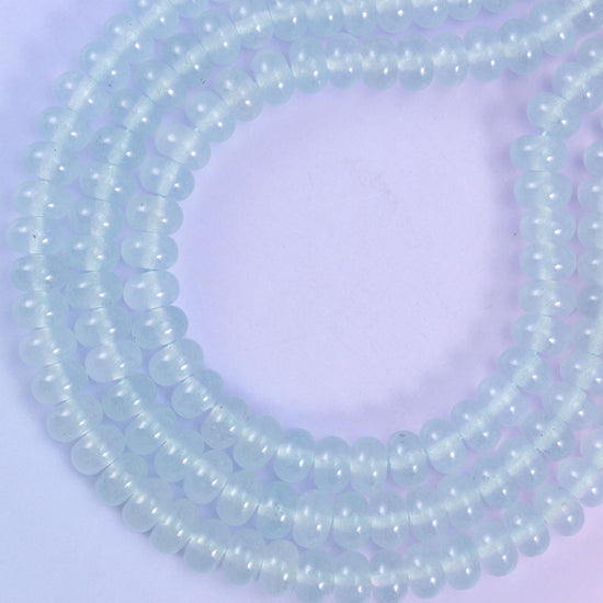 Baby Blue Dyed Jade Smooth Rondelle Beads 5x8mm, approximately 75 beads per strand