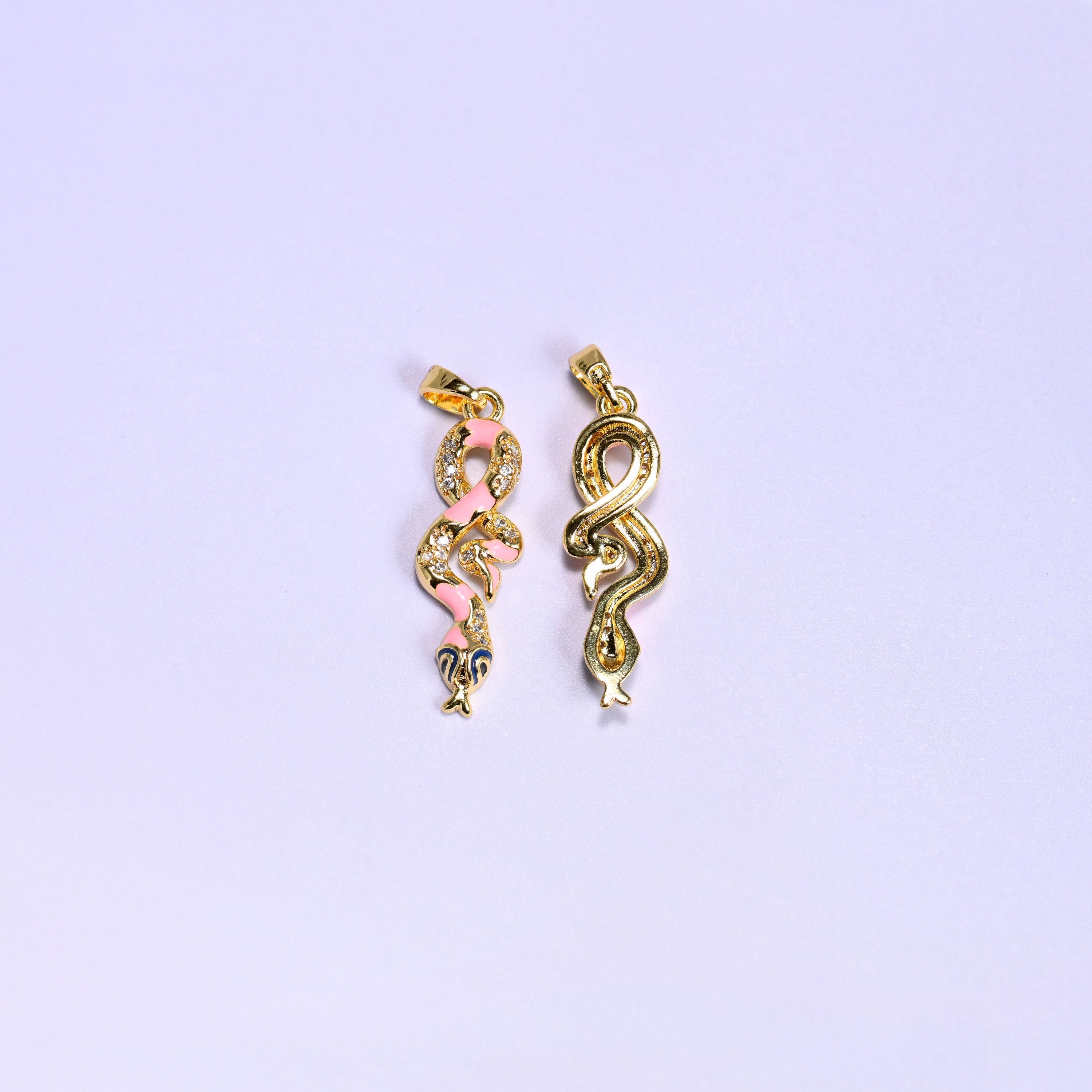 Enamel Snake Zircon Charms: 18K Gold Filled Pendants, Jewelry Making Supply