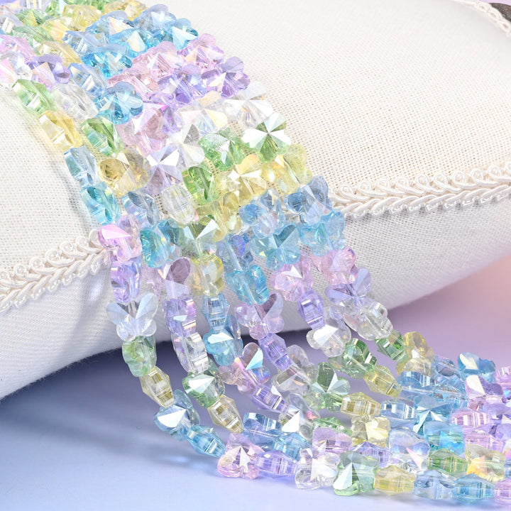 Colorful Transparent Iridescent Butterfly Glass Beads 7.6x9.6mm