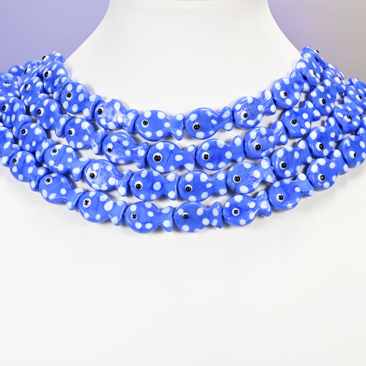 Glass, glossy opaque finish beads, fish, Approximately 19x12mm