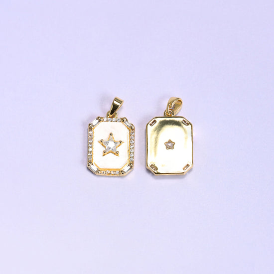 Rectangle Star Zircon Charms: 18K Gold Filled Pendants, Jewelry Making Supply