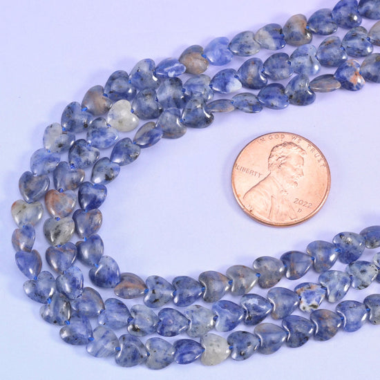 Blue Sodalite Flat Heart Beads 6mm, 15 inch strand