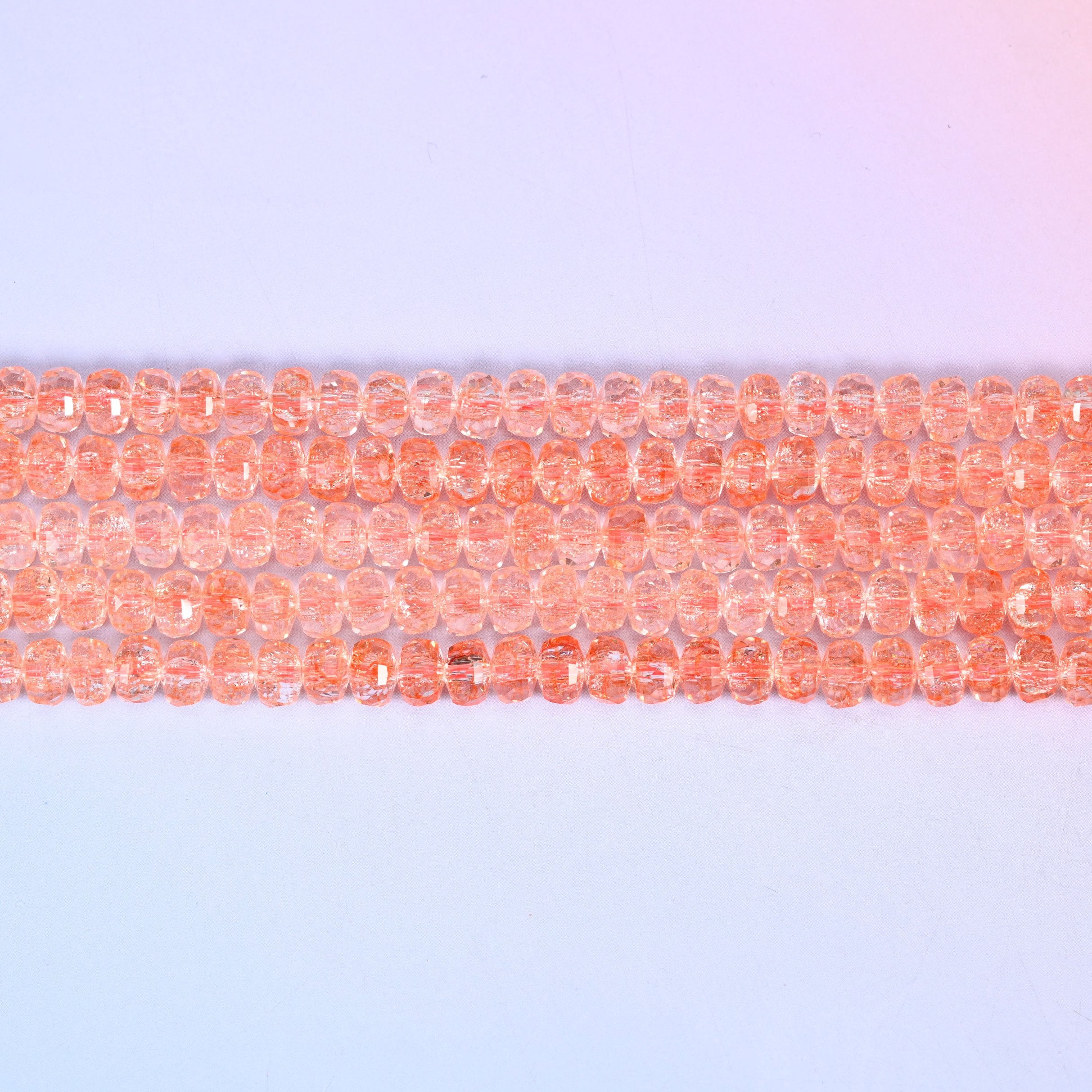 Transparent Orange Faceted Rondelle Glass Beads: Size 5x8mm, Jewelry Making Supply