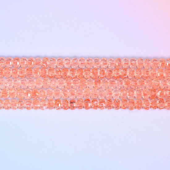 Transparent Orange Faceted Rondelle Glass Beads: Size 5x8mm, Jewelry Making Supply