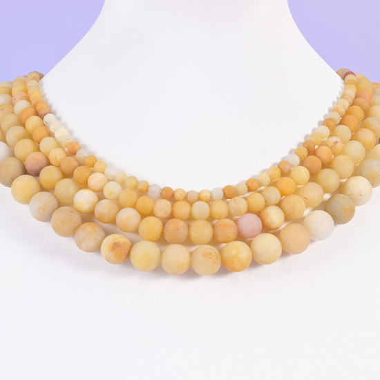 Yellow Jade beads, matte round, 4mm, 6mm, 8mm, 10mm