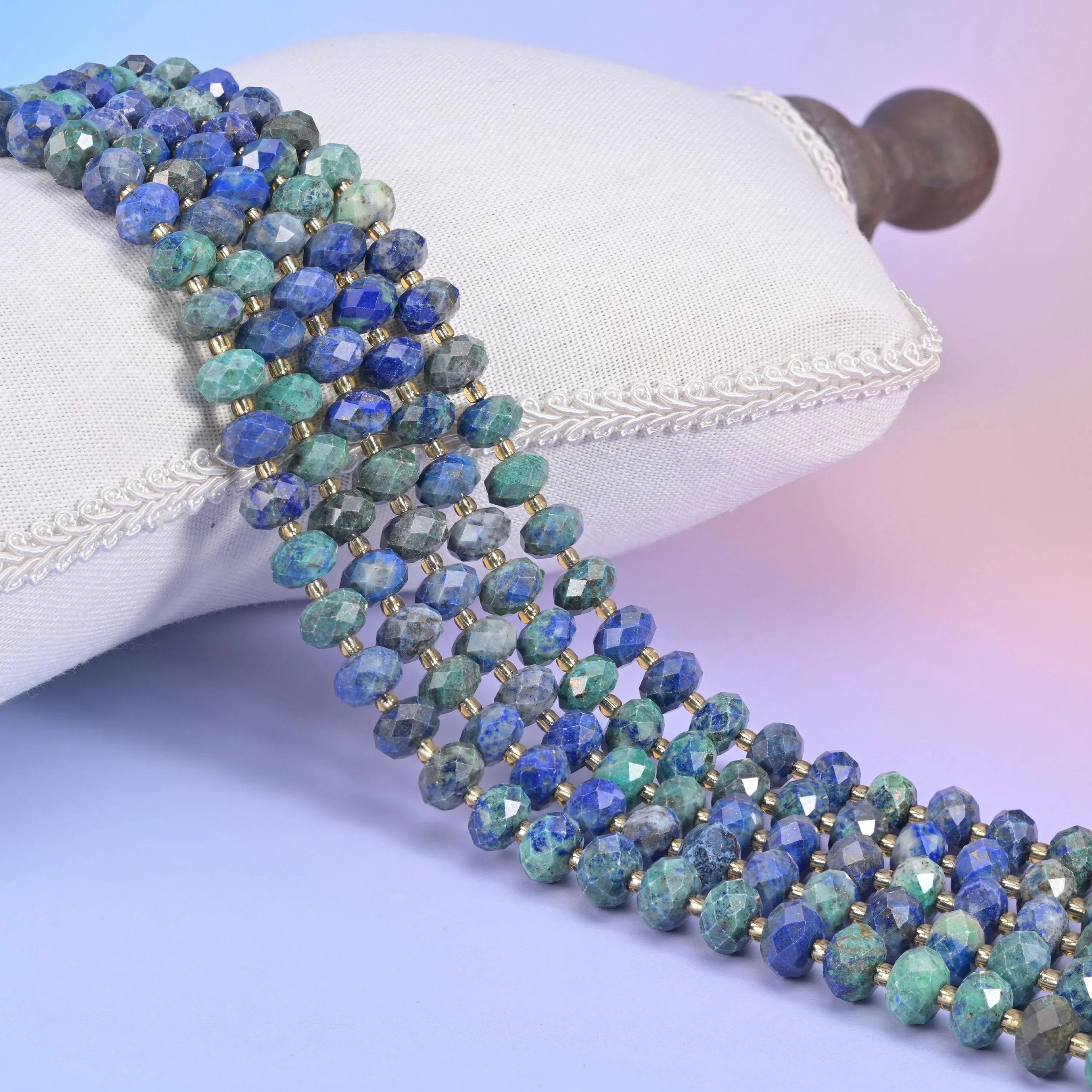 Phoenix Lapis Faceted Rondelle Beads 6x10mm