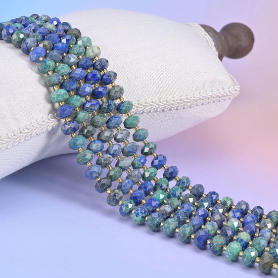 Phoenix Lapis Faceted Rondelle Beads 6x10mm