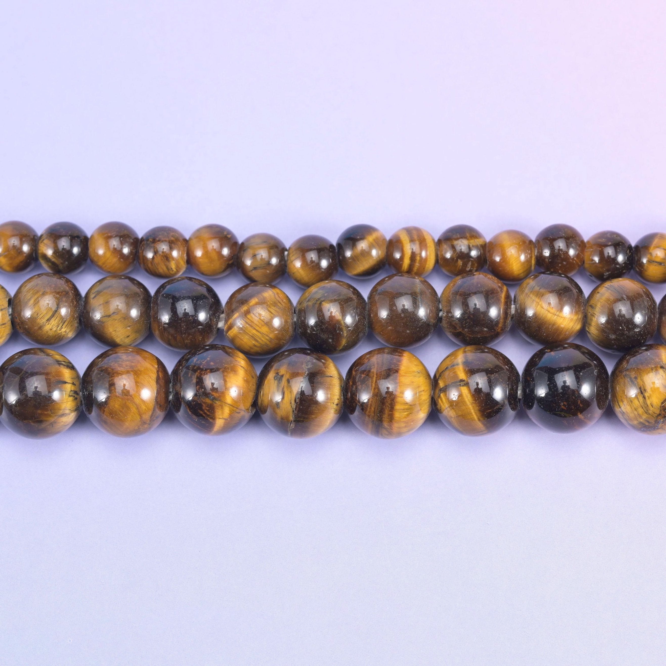 Tiger Eye beads, smooth round, 6mm, 8mm, 10mm