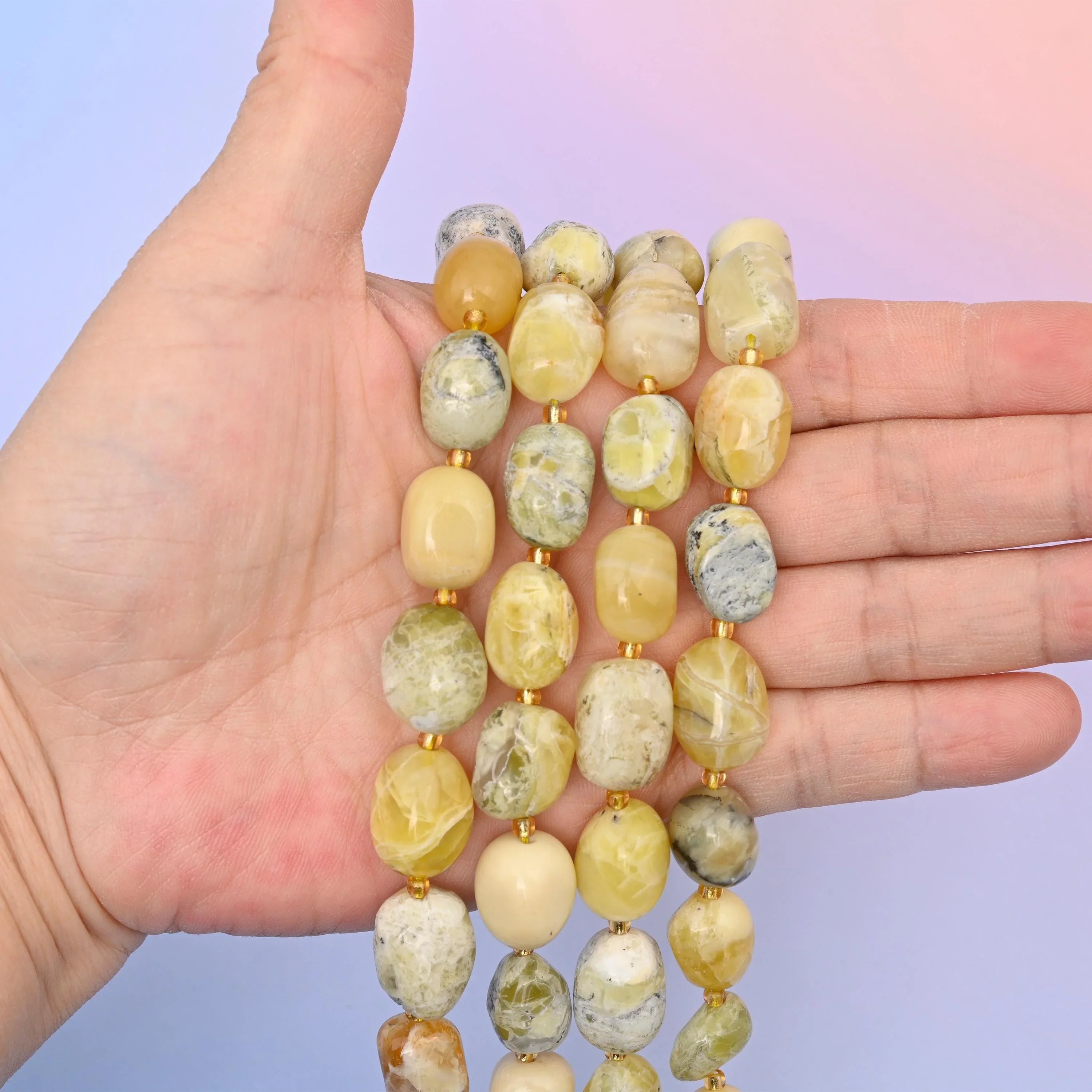 Yellow Opal oval nugget beads, 10-17mm