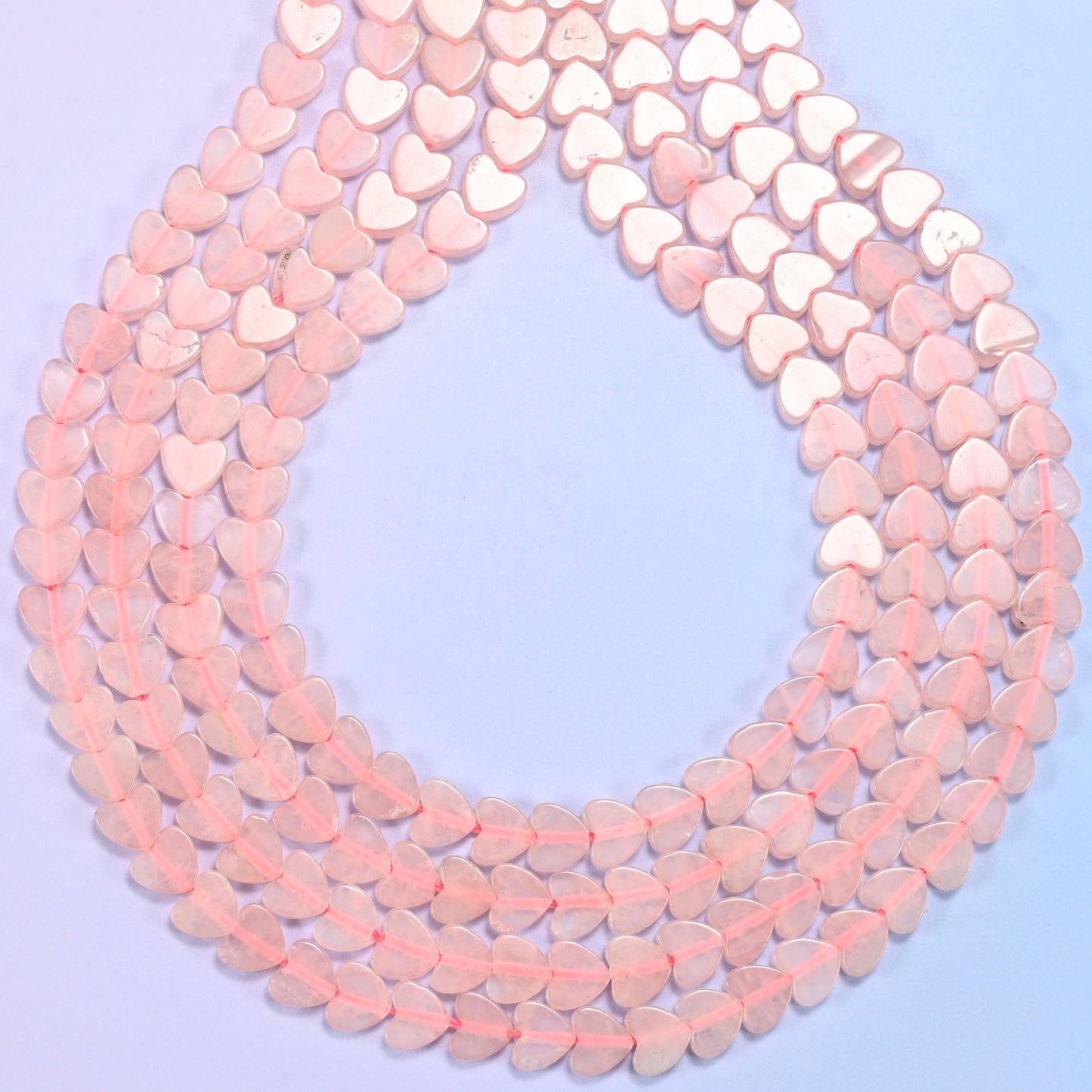 Rose Quartz Flat Heart Beads, hole 0.8mm