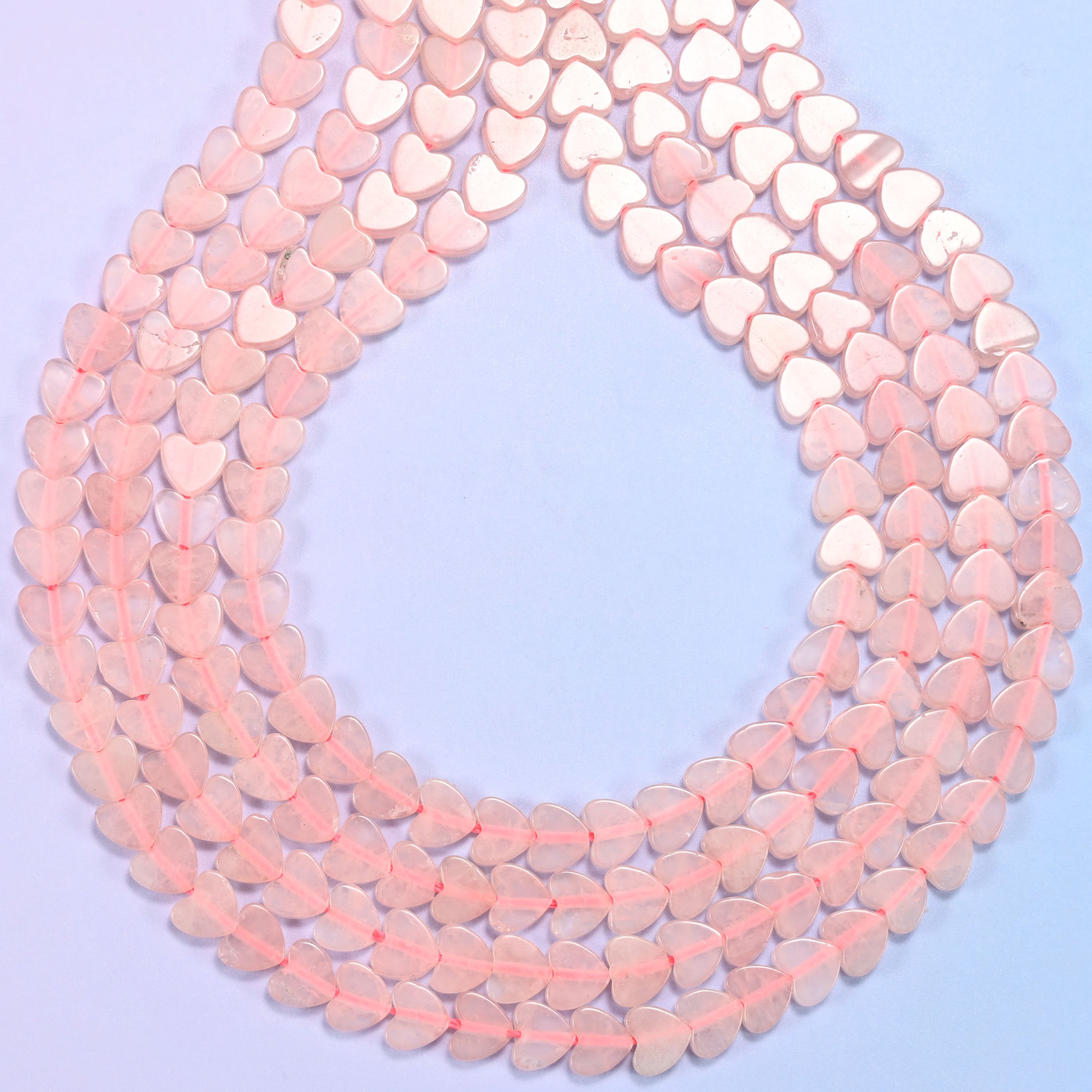 Rose Quartz Flat Heart Beads, hole 0.8mm