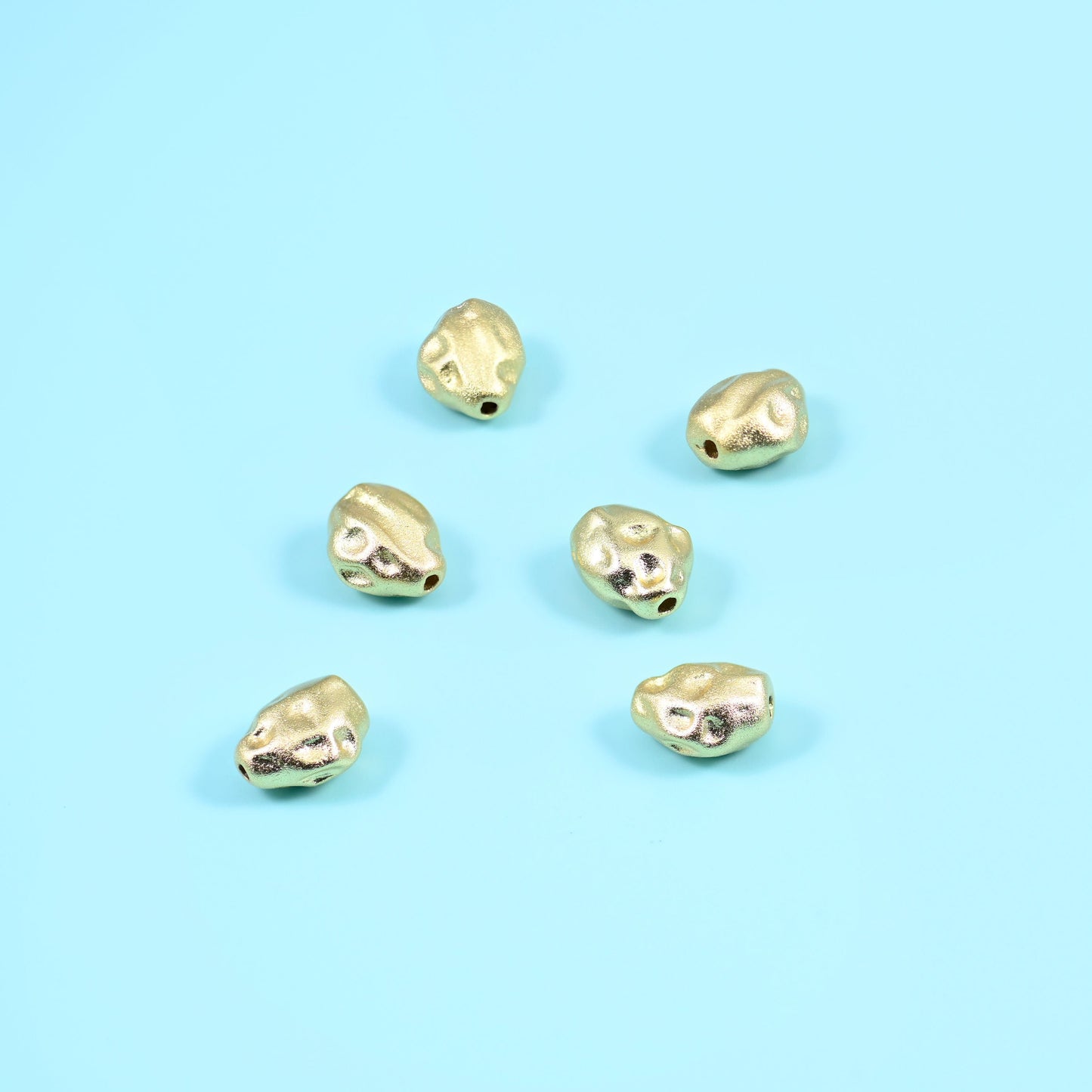 Gold Filled Irregular Nugget Spacer Bead, brushed sheen with dented organic outline