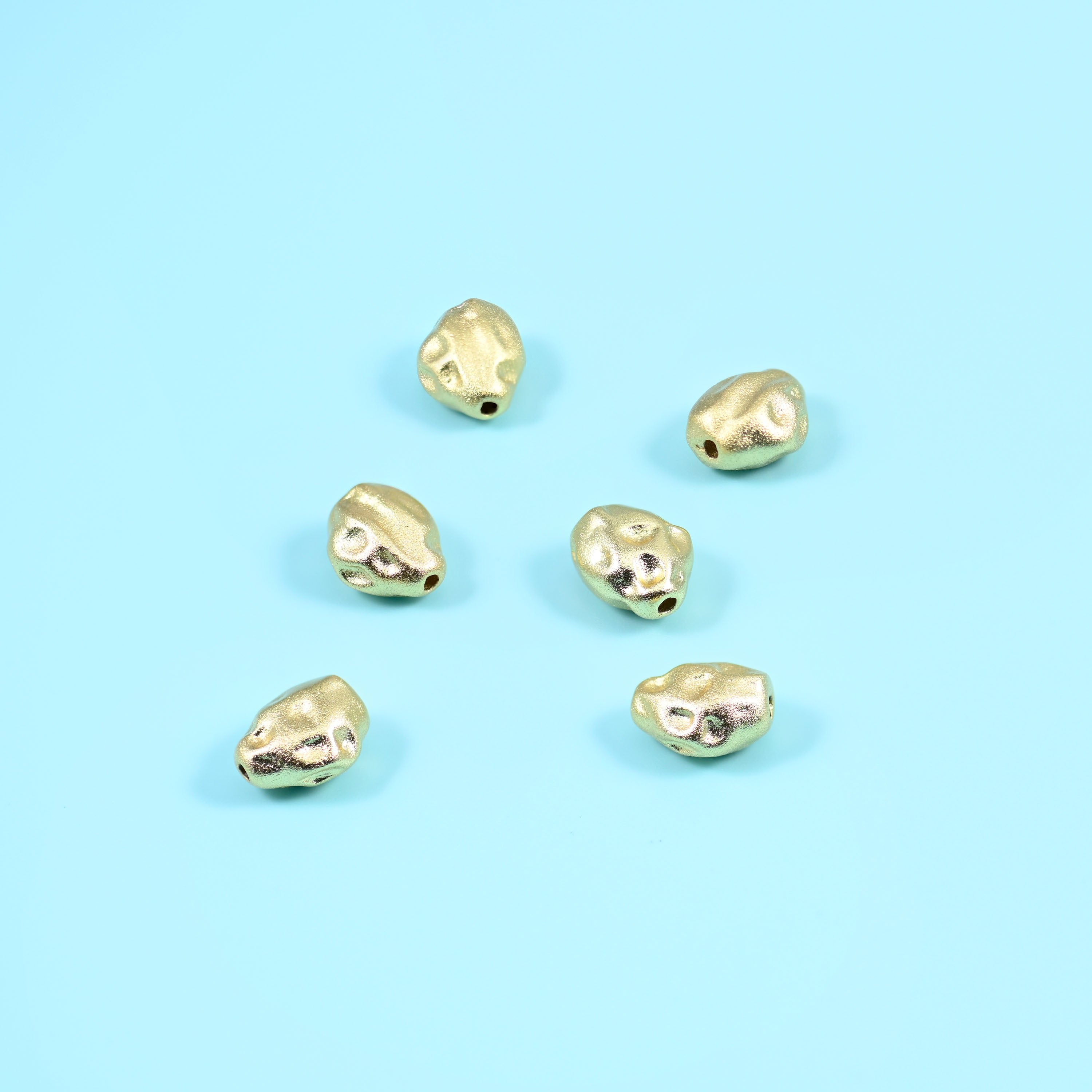 Gold Filled Irregular Nugget Spacer Bead, brushed sheen with dented organic outline