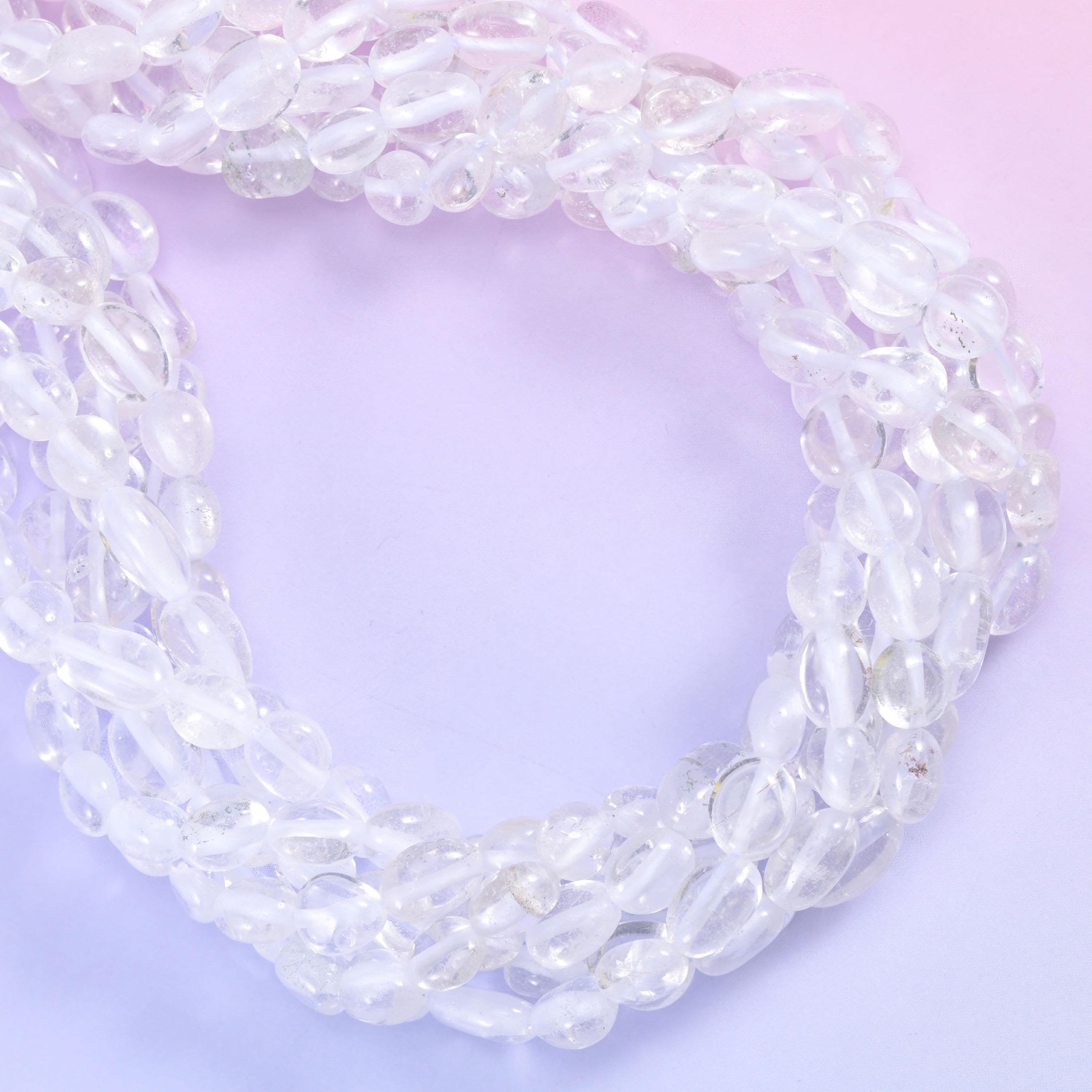 Open loop of quartz nuggets, each bead polished to its own free tumbled shape