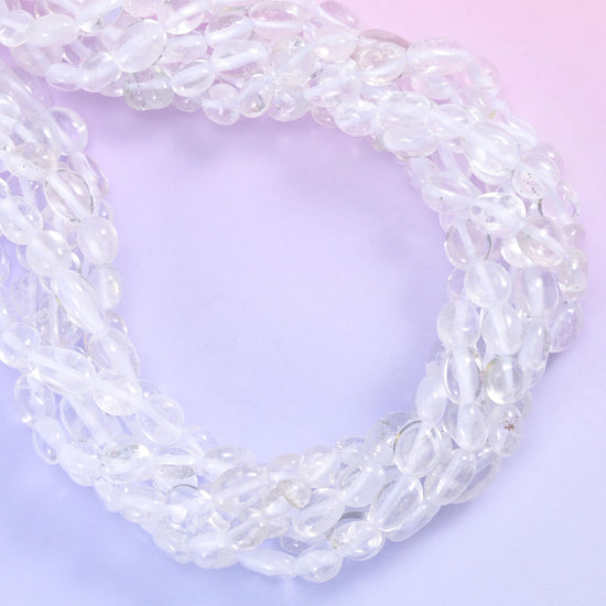 Open loop of quartz nuggets, each bead polished to its own free tumbled shape