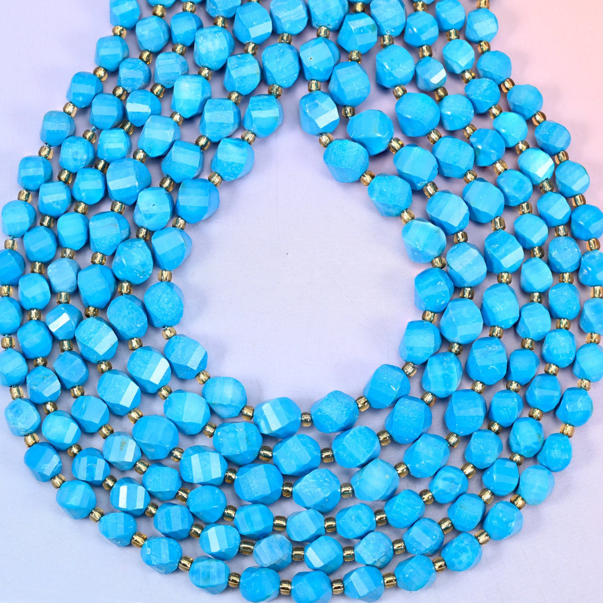 Dyed Blue Howlite Faceted Spiral Twist Beads, hole approximately 1.2mm