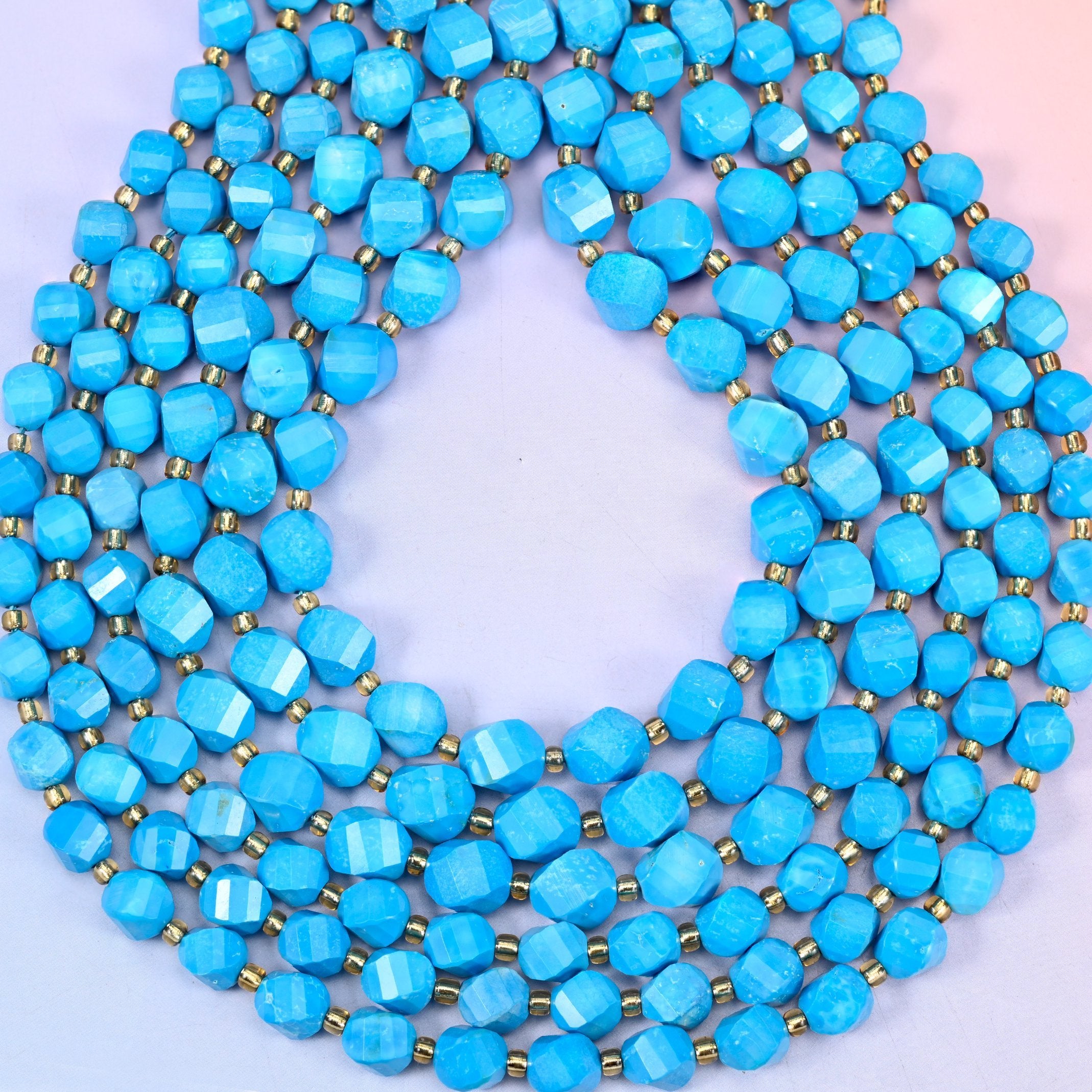 Dyed Blue Howlite Faceted Spiral Twist Beads, hole approximately 1.2mm