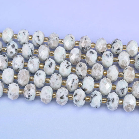 Natural Kiwi Jasper faceted rondelle beads for jewelry making