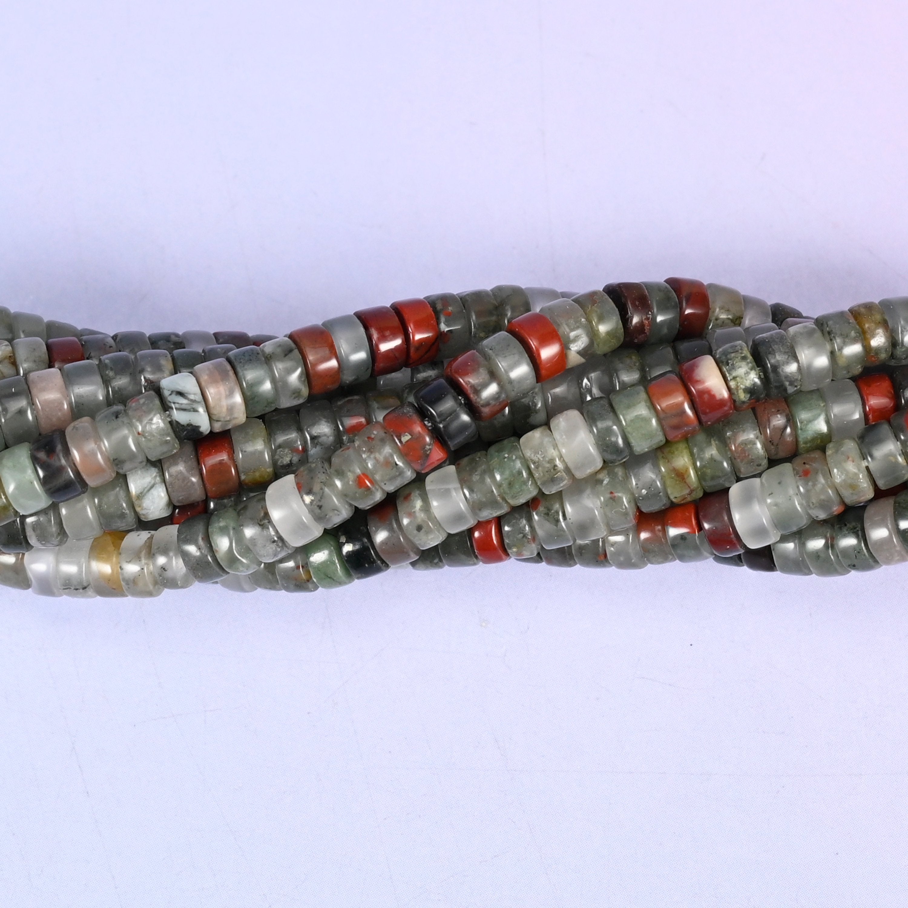 African Bloodstone Smooth Heishi Disc Beads: Jewelry Making Supply, 15.5 Inch Strand