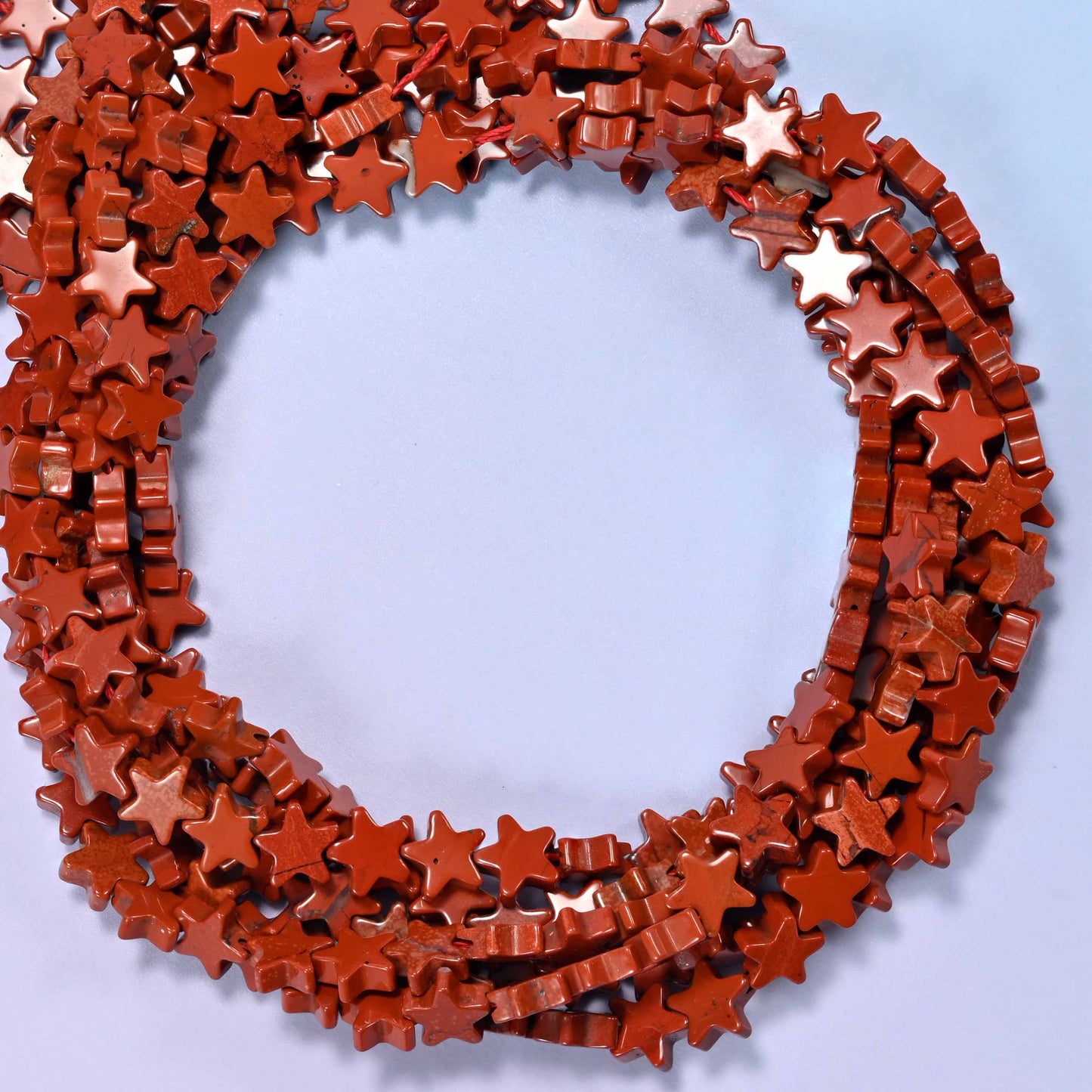 Red Jasper Flat Star Beads: Size 6mm, Jewelry Making, 15 Inch Strand