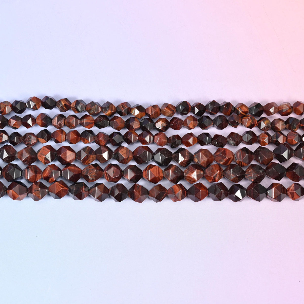Red Tiger Eye in deep mahogany and rust red banded with near-black chocolate