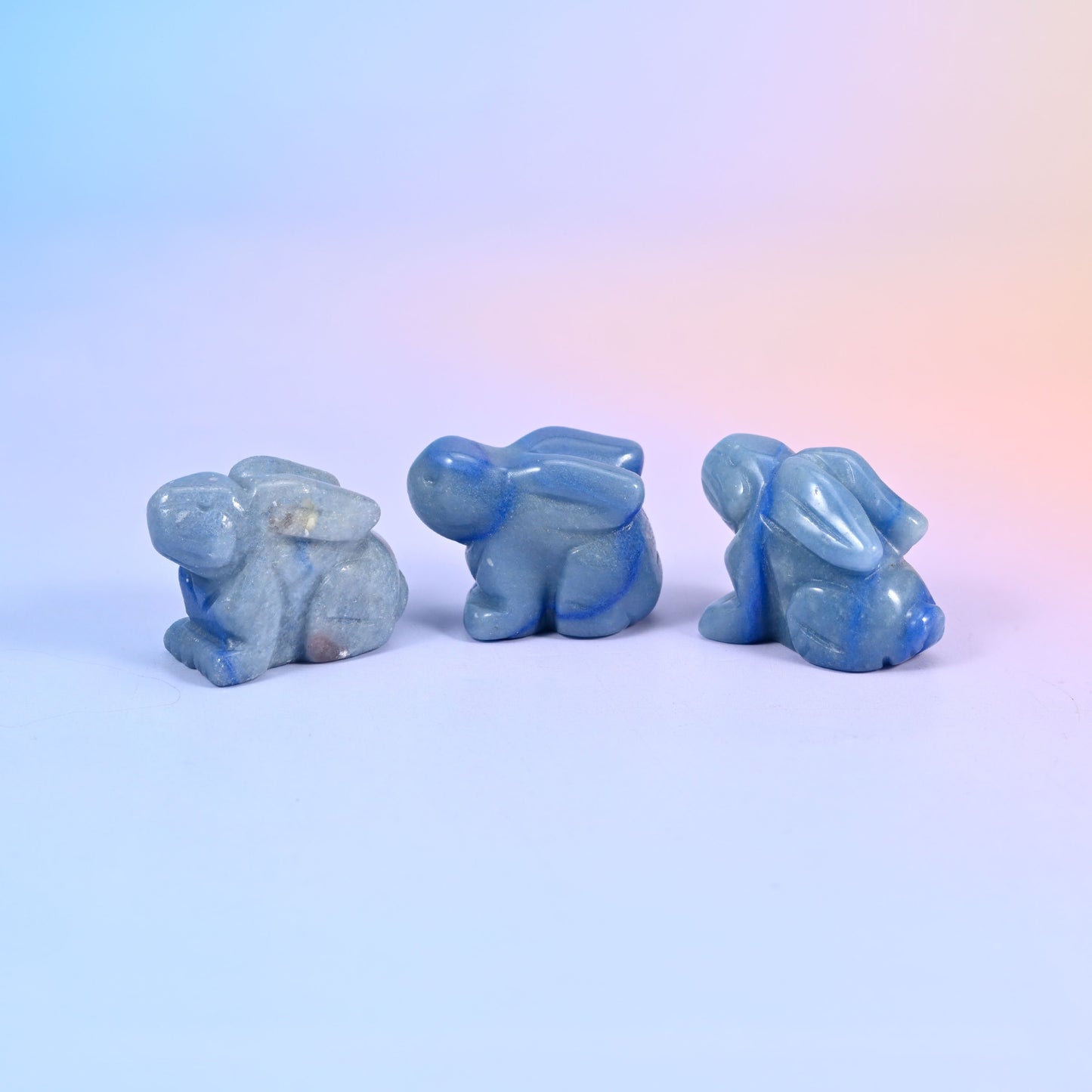 Polished gemstone rabbit carving, 1.5 inch display piece for shelf, desk or pocket keepsake